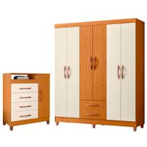 Quarto Solteiro Completo Guarda Roupa Âmbar 6 portas Cômoda Turquesa