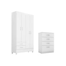 Quarto Solteiro Demóbile QS01 Roupeiro+Cômoda Branco