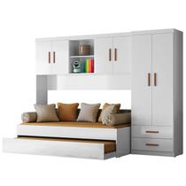 Quarto Solteiro Guarda Roupa 4 Portas Com Bicama Sem Colchão Cor Branco
