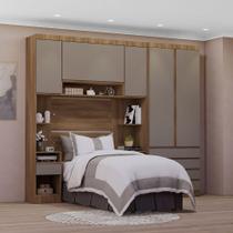 Quarto Solteiro Guarda Roupa Mesas De Cabeceira 263cm Veneza Avelã Pf/cinammon Pf