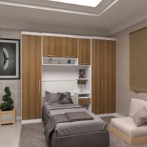 Quarto Solteiro Guarda Roupas Mesa Alpes, Branco Pf, Avelã Quarto Solteiro Guarda Roupas Mesa Alpes, Branco Pf, Avelã