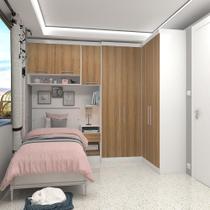 Quarto Solteiro Guarda Roupas Mesa Alpes Luciane Bran