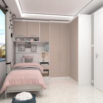 Quarto Solteiro Guarda Roupas Mesa Alpes Luciane Bran