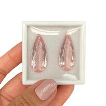 Quartzo Rosa Gota Par 33,90ct - SP GEMAS