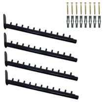 Quatro Araras RT Inclinado 40cm Para Roupas Cabideiro De Parede 10 Cabides Aço Resistente