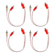 Quatro Cabo Y Rca Automotivo Banhado Ouro Tech One 2 Machos 1 Fêmea Blindado Vermelho e Transparente Quatro Cabo Y Rca Automotivo Banhado Ouro Tech One 2 Machos 1 Fêmea Blindado Vermelho e Transparente