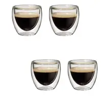 Quatro Copos Em Vidro Borosilicato Duplo, Cafe Cha, 80 Ml