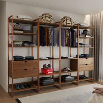 Quatro Modulos Para Closet Industrial Ferro Cobre MDF Amêndoa