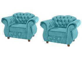 Quatro Poltronas Chesterfield Merlo - Suede Tiffany / Decoração, recepção , barbearia, sala tv estar Quatro Poltronas Chesterfield Merlo - Suede Tiffany / Decoração, recepção , barbearia, sala tv estar