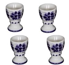 Quatro Porta ovos de Porcelana, feito e pintados a mão monte siao