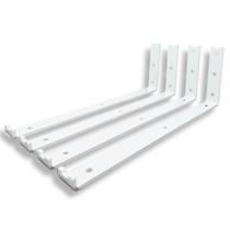 Quatro Suportes Para Prateleira 35cm Tipo L Aço Robusto Fixação De Parede Acabamento Moderno