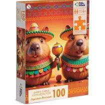 Quebra cabeça 100 peças capivara mexicanas 792989 Quebra cabeça 100 peças capivara mexicanas 792989
