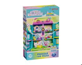 Quebra cabeça 100 peças gabby's dollhouse brilhante