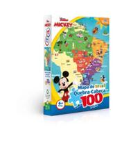 Quebra Cabeça 100 Peças Mickey Mapa do Brasil