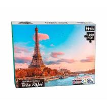 Quebra Cabeça 1000 Peças Torre Eiffel - Pais e Filhos - Tamanho Montado: 54 x 74 cm - jogo para família raciocínio montagem pais e filhos