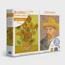 Quebra-cabeça 1000 Peças Vincent Van Gogh - Combo: Retrato e Girassóis Game Office Toyster