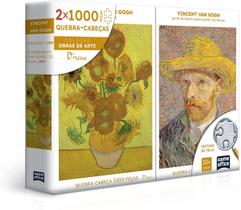 Quebra cabeca 1000pc van gogh - retrato e girassois - combo 2000 peças - toyster