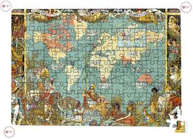 Quebra Cabeça 120pcs Mapa Mundi Retro Países Viagens Grande