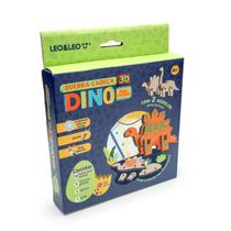 Quebra-Cabeça 18 pçs 3D p/ Colorir Dino Guache Pincel Godê - Leo&Leo