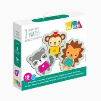 Quebra Cabeça 2 Partes Animais Da Floresta Em Madeira Babebi