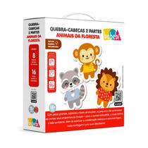 Quebra-Cabeça 2 Partes Madeira 8 Animais Da Floresta Brinquedo Pedagógico Para Bebês