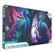 Quebra cabeça 2000 pçs - família de pavões