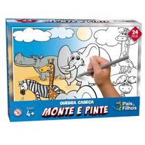 Quebra Cabeça 24 Peças Monte e Pinte Safari - Pais & Filhos Quebra Cabeça 24 Peças Monte e Pinte Safari - Pais & Filhos