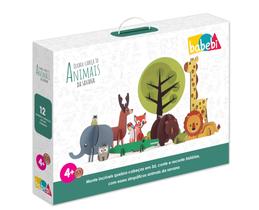 Quebra-Cabeça 3D Animais da Savana Madeira Reflorestada 35 Peças Infantil +4 Anos