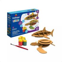 Quebra-cabeça 3d Animais Marinhos Para Colorir Com 17 Peças