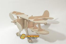 Quebra-Cabeça 3D AVIÃO BIPLANO 18 peças em MDF - DINOBRINQUE