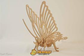 Quebra-Cabeça 3D BORBOLETA 16 peças em MDF - DINOBRINQUE