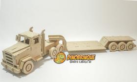 Quebra-Cabeça 3D CAMINHÃO TRUCK COM PRANCHA 109 peças em MDF - DINOBRINQUE