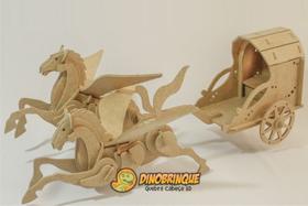 Quebra-Cabeça 3D CARRUAGEM COM PÉGASOS 83 peças em MDF - DINOBRINQUE