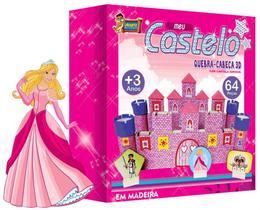 Quebra-Cabeça 3D com Cartela Adesiva Meu Castelo 64 Peças em Madeira Ref. 3879