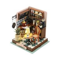 Quebra-Cabeça 3D De Madeira: Kit De Casa De Bonecas Cafeteria DIY Para Montagem Artesanal
