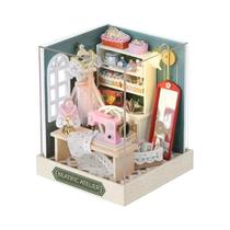 Quebra-Cabeça 3D De Madeira: Kit De Casa De Bonecas Cafeteria DIY Para Montagem Artesanal