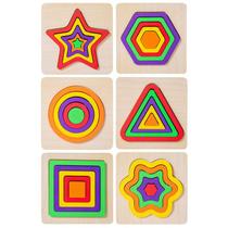 Quebra-cabeça 3D de madeira Montessori para crianças que combinam formas geométricas Quebra-cabeça 3D de madeira Montessori para crianças que combinam formas geométricas