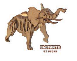 Quebra Cabeça 3D em Madeira Animais Sortidos de 30 a 94 Peças - Colecionável