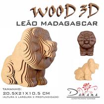 Quebra Cabeça 3D Leão Madagascar Decoração Ornamento Enfeite