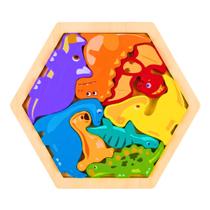 Quebra-Cabeça 3D Montessori de Madeira Brinquedo Educativo Infantil Encaixe 8 Modelos