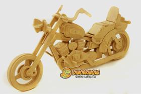 Quebra-Cabeça 3D MOTO CUSTOM 102 peças em MDF - DINOBRINQUE