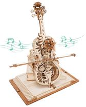 Quebra-cabeça 3D ROKR, modelo de violoncelo, escala 1:5 com caixa de música, 199 unidades