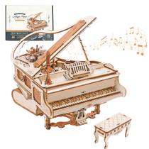 Quebra-cabeça 3D RoWood Magic Piano Model Caixa de música mecânica