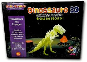 Quebra Cabeça 3D T Rex Brilha No Escuro 25 Peças Bate Bumbo