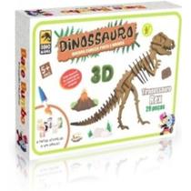 Quebra cabeça 3d tiranossauro 55 pçs madeira + kit pintura - BATE BUMBO