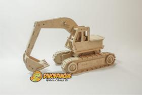 Quebra-Cabeça 3D TRATOR ESCAVADEIRA 113 peças em MDF - DINOBRINQUE