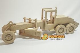 Quebra-Cabeça 3D TRATOR MOTONIVELADORA 87 peças em MDF - DINOBRINQUE