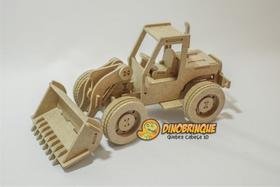 Quebra-Cabeça 3D TRATOR PÁ CARREGADEIRA 75 peças em MDF - DINOBRINQUE