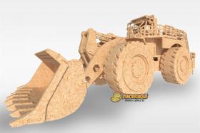 Quebra-Cabeça 3D TRATOR PÁ CARREGADEIRA DE MINERAÇÃO 340 peças em MDF - DINOBRINQUE