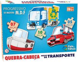 Quebra Cabeça 5/7/10 Peças Progressivo - Meios De Transportes - Madeira